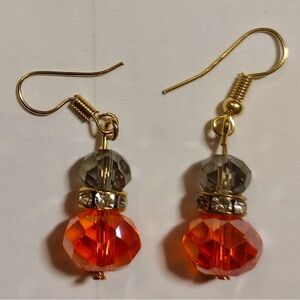 Elegant Gold and Orange Crystal Earrings